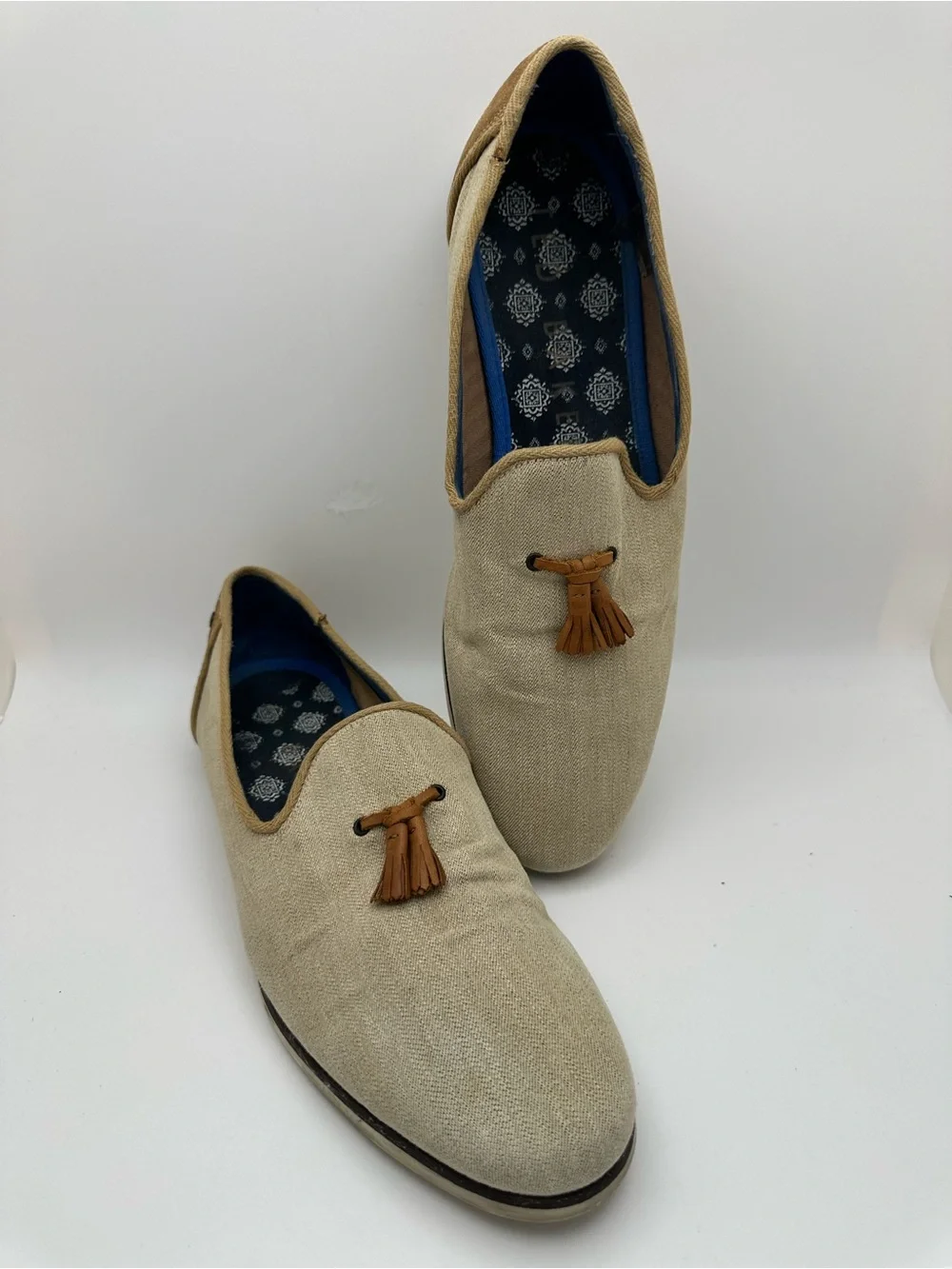 Ted Baker Zaine Beige Men's Tassel Loafers - Stylish Slip-On Dress Shoes Sz 11